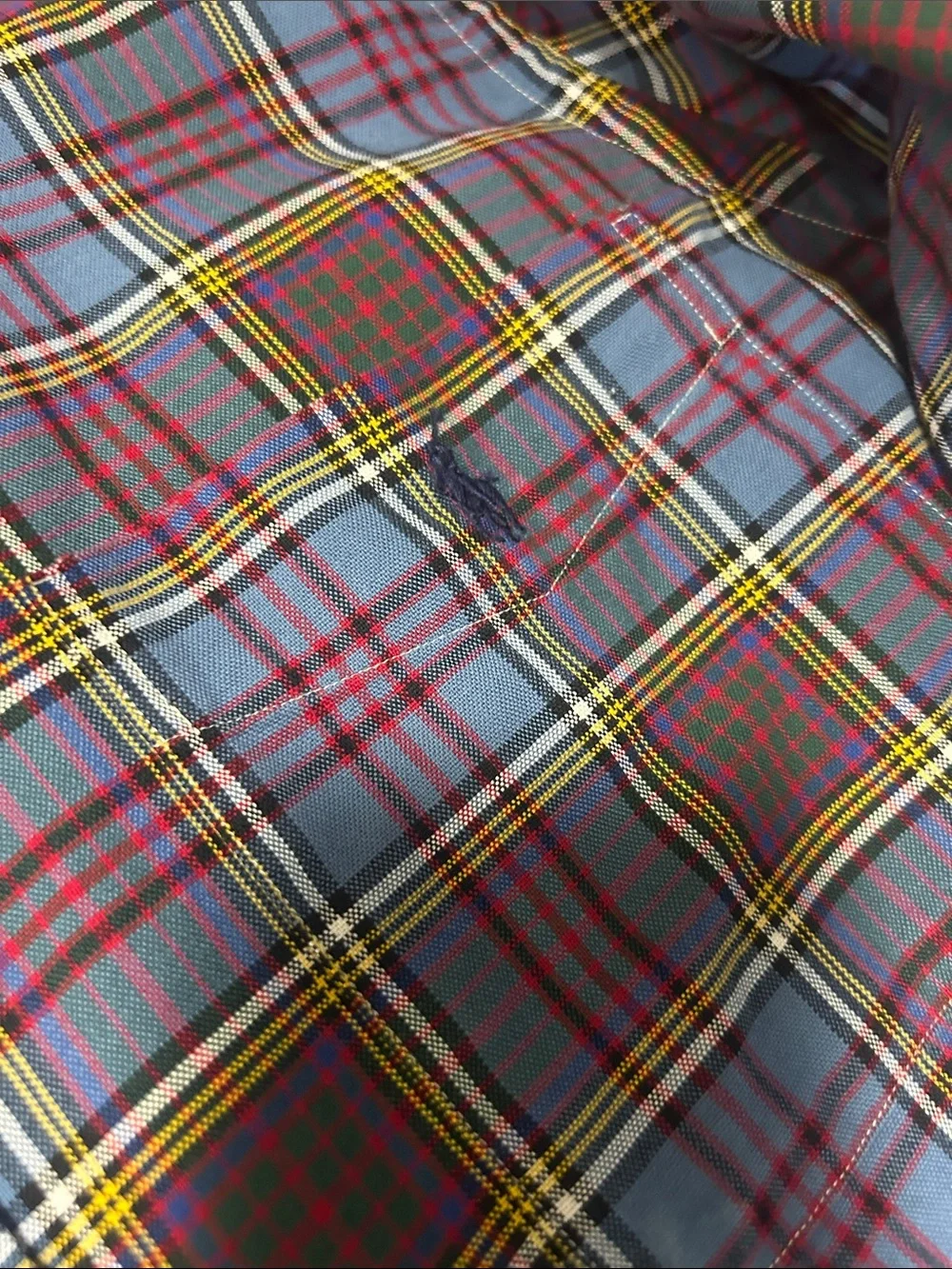 Ralph Lauren Men’s Plaid Button-Down Shirt - Blue, Burgundy & Yellow